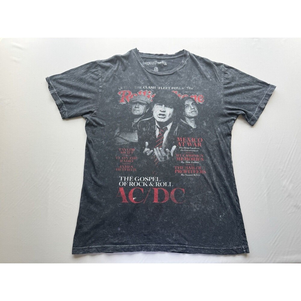 Rolling Stones Collection ACDC Magazine Acid Wash Unisex Size Large